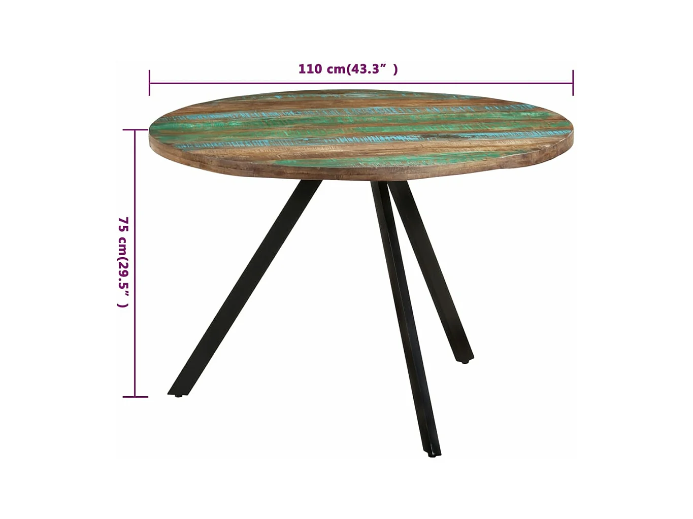 Table à manger 110x75 cm Bois massif de récupération