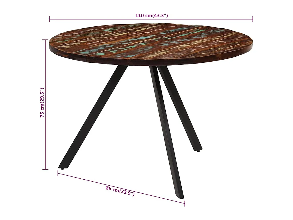 Table à manger 110x75 cm Bois massif de récupération