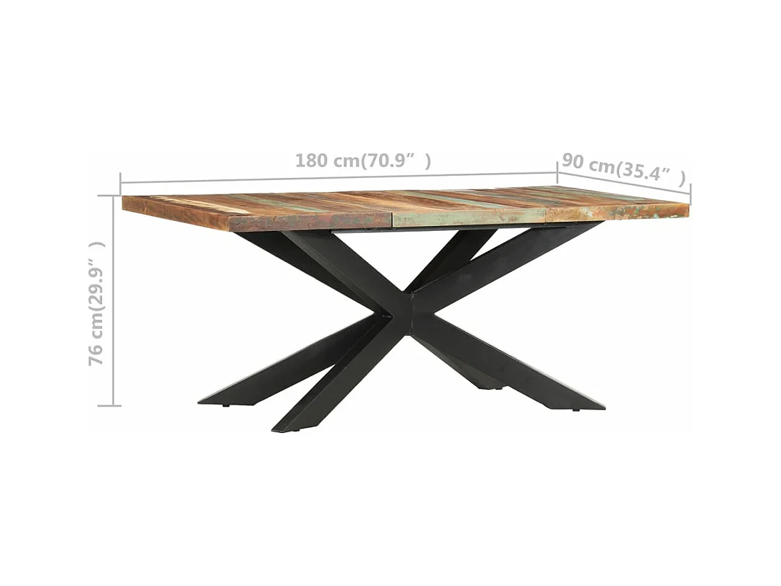 Table de salle à manger 180x90x76cm Bois de récupération solide