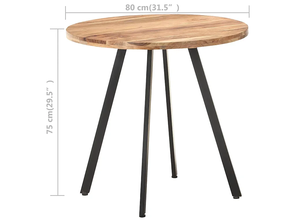 Table de salle à manger 80 cm Bois d'acacia solide