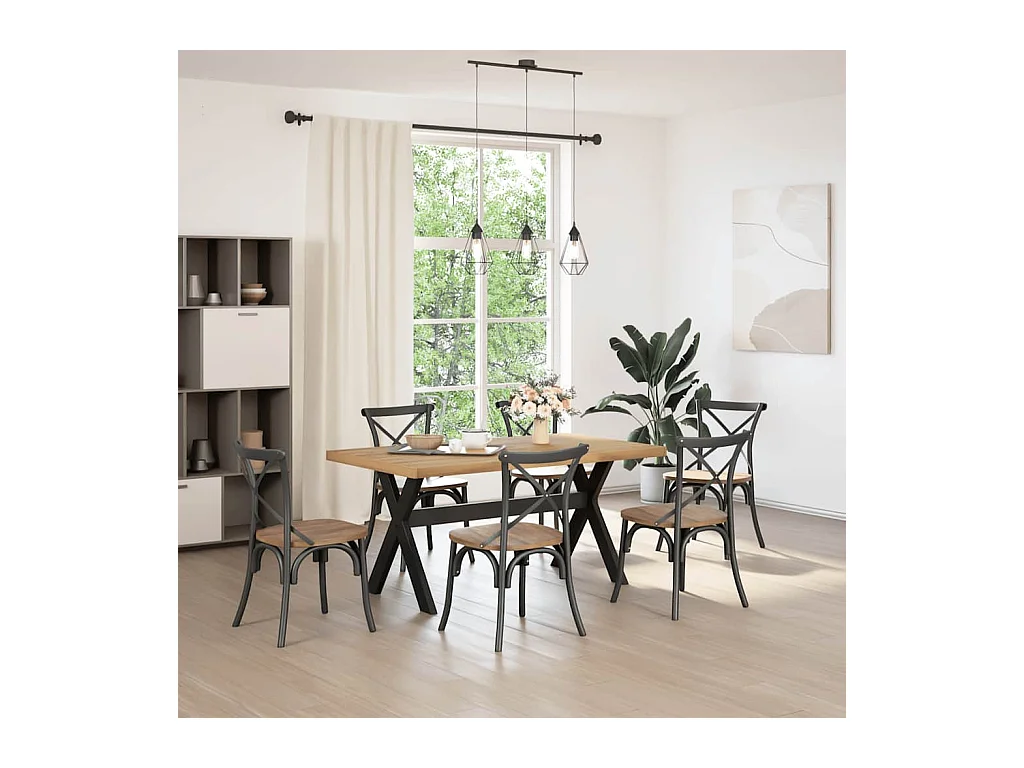 Table à manger NOAIN pieds en forme de X 160x90x75cm massif pin