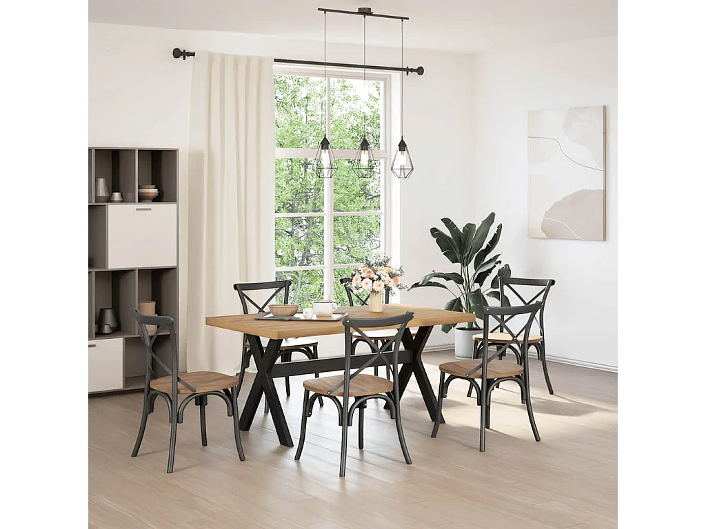 Table à manger NOAIN pieds en forme de X 160x90x75cm massif pin