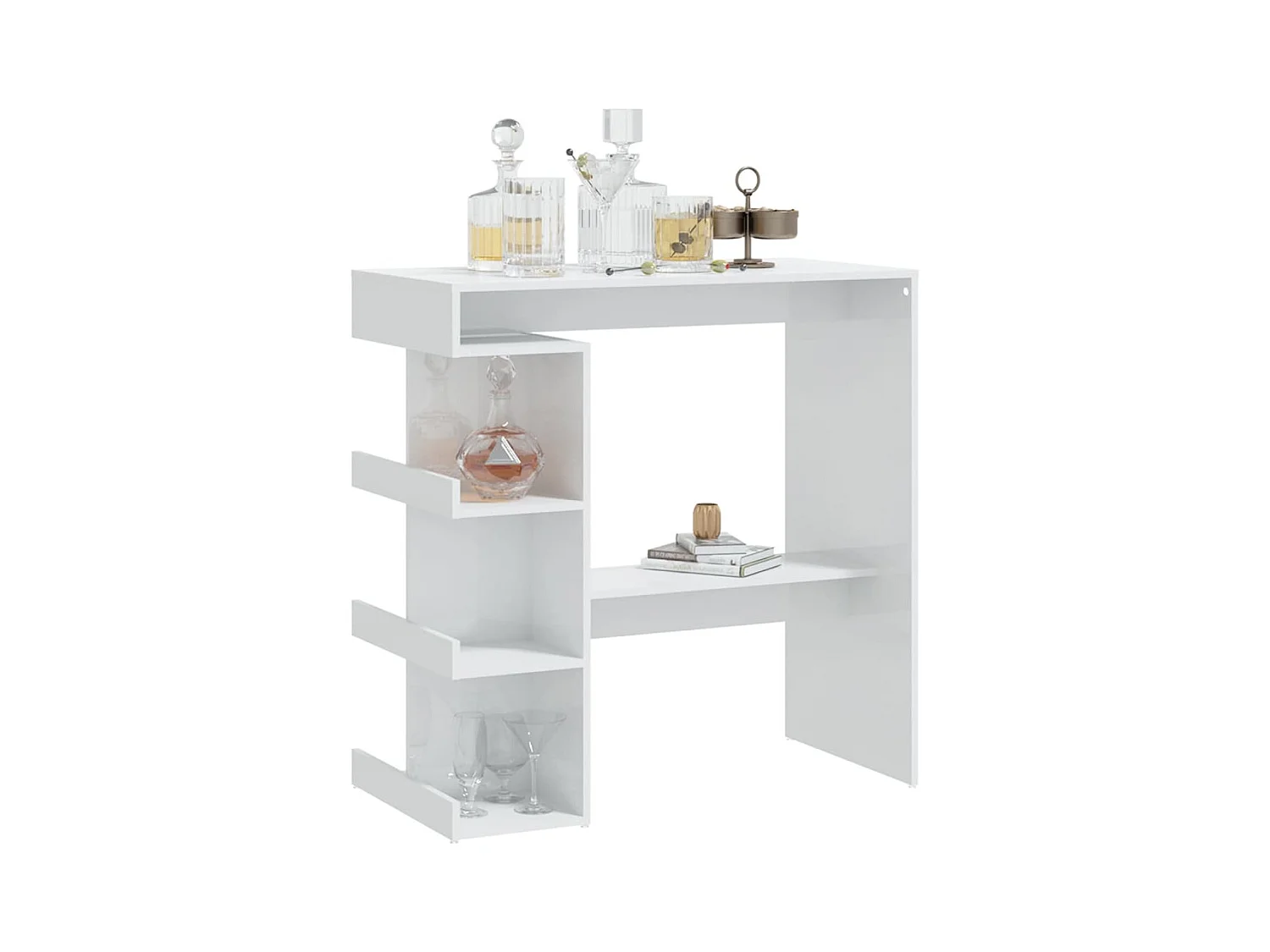 Table de bar étagère de rangement Blanc brillant 100x50x101,5cm