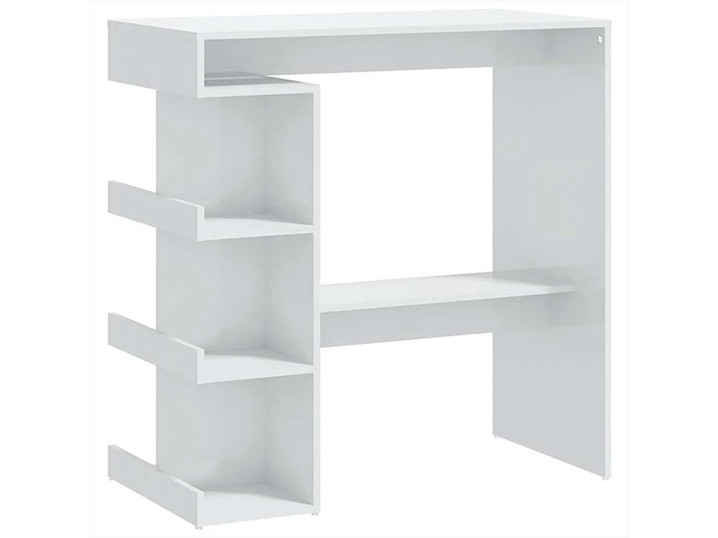 Table de bar étagère de rangement Blanc brillant 100x50x101,5cm