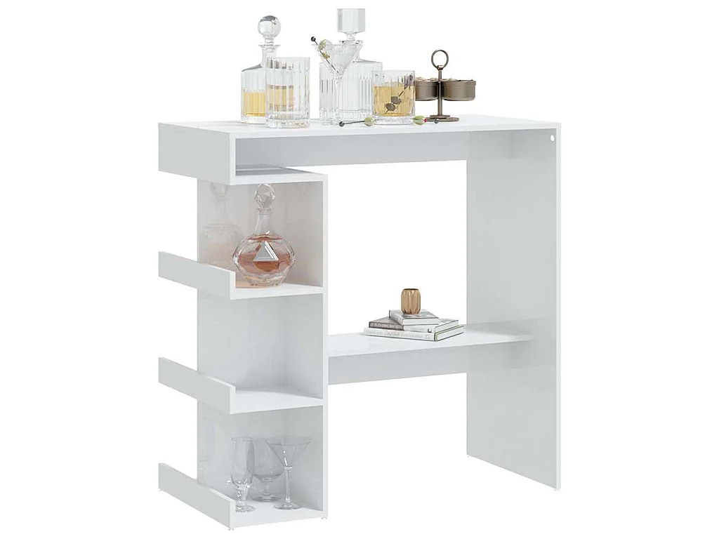 Table de bar étagère de rangement Blanc brillant 100x50x101,5cm