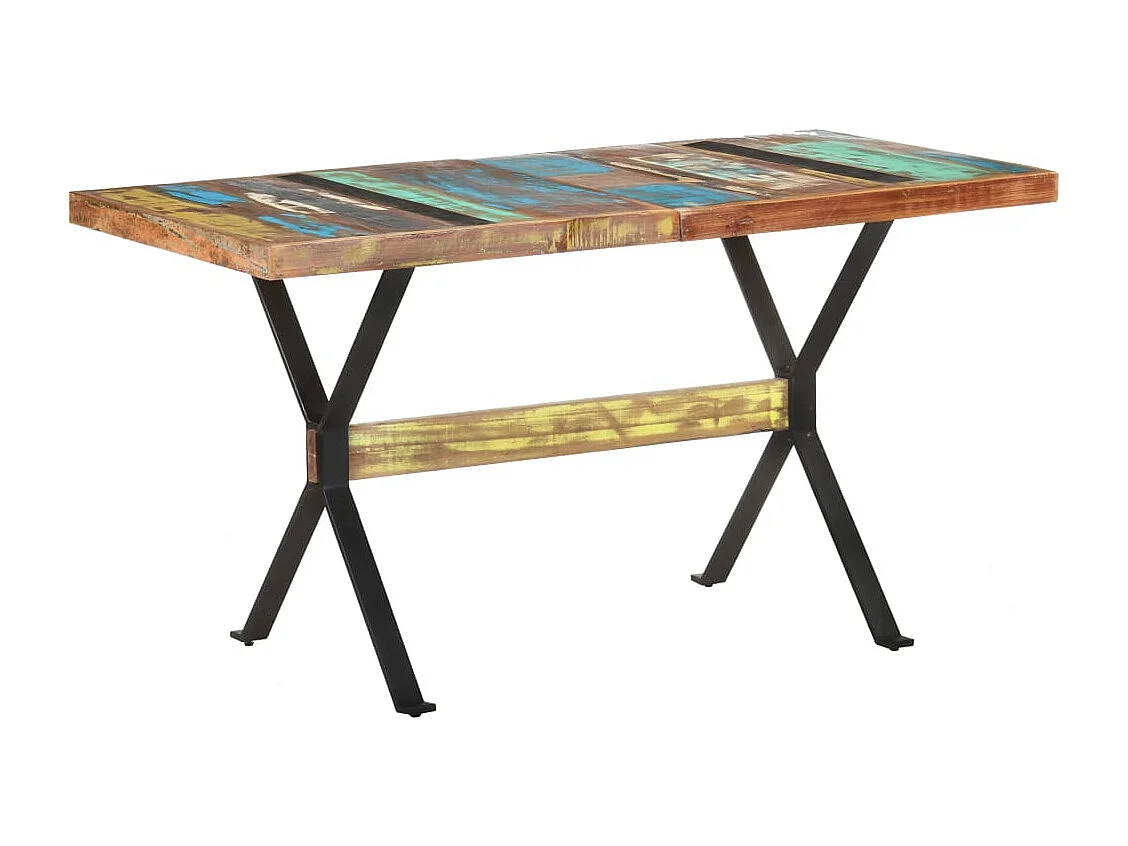 Mesa de jantar 140x70x76 cm madeira recuperada maciça