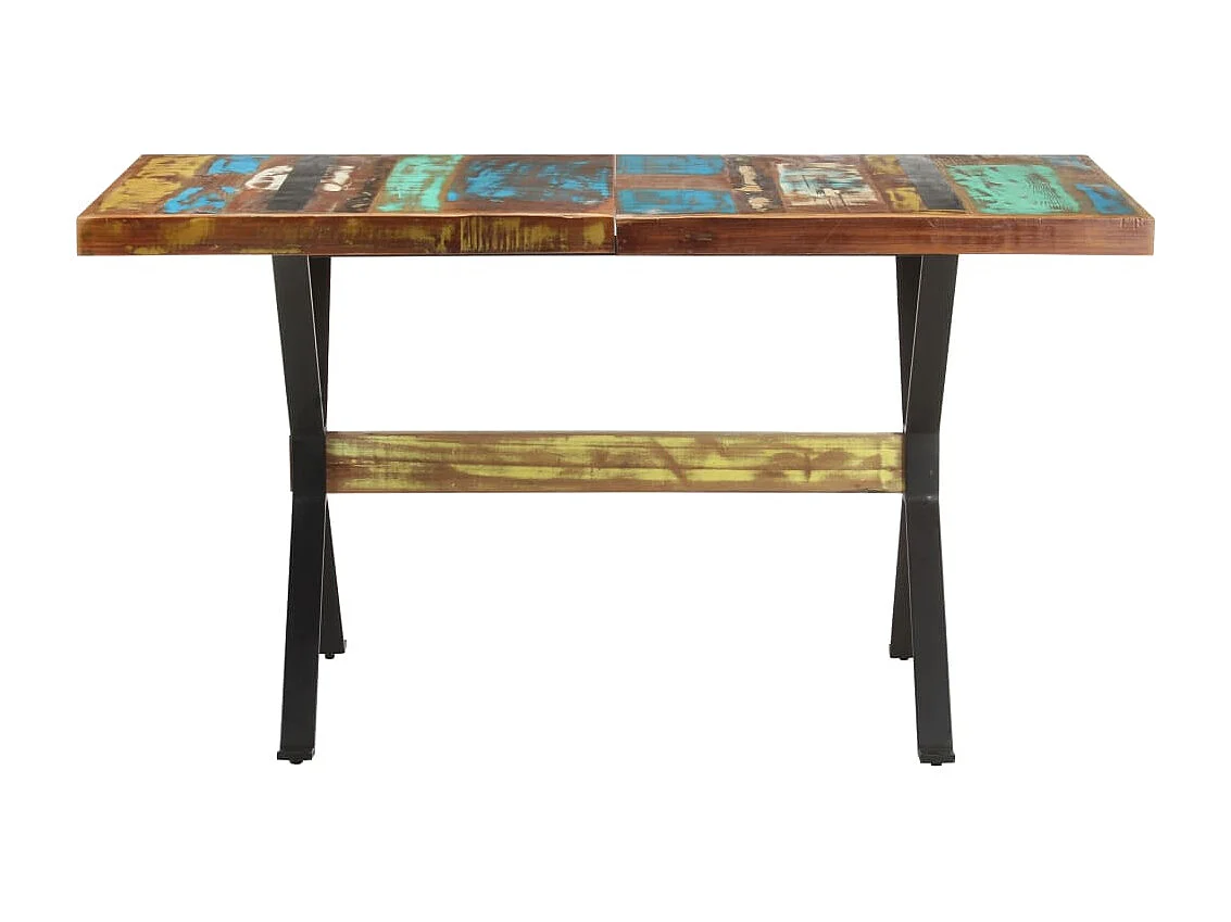 Mesa de jantar 140x70x76 cm madeira recuperada maciça