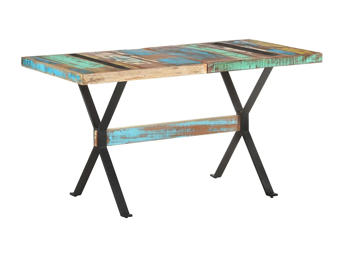 Mesa de jantar 140x70x76 cm madeira recuperada maciça