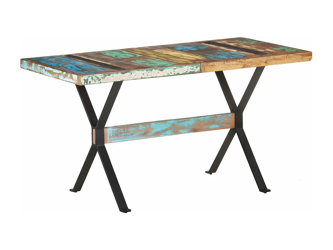 Mesa de jantar 140x70x76 cm madeira recuperada maciça