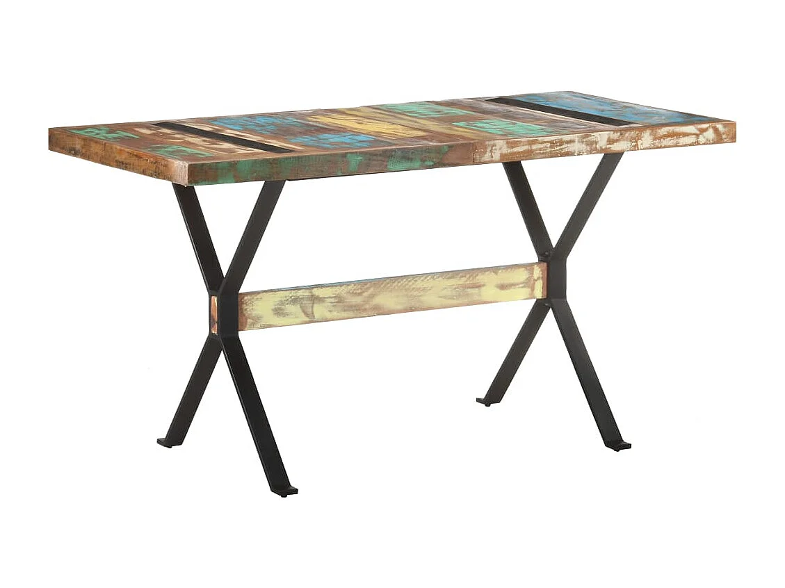 Mesa de jantar 140x70x76 cm madeira recuperada maciça