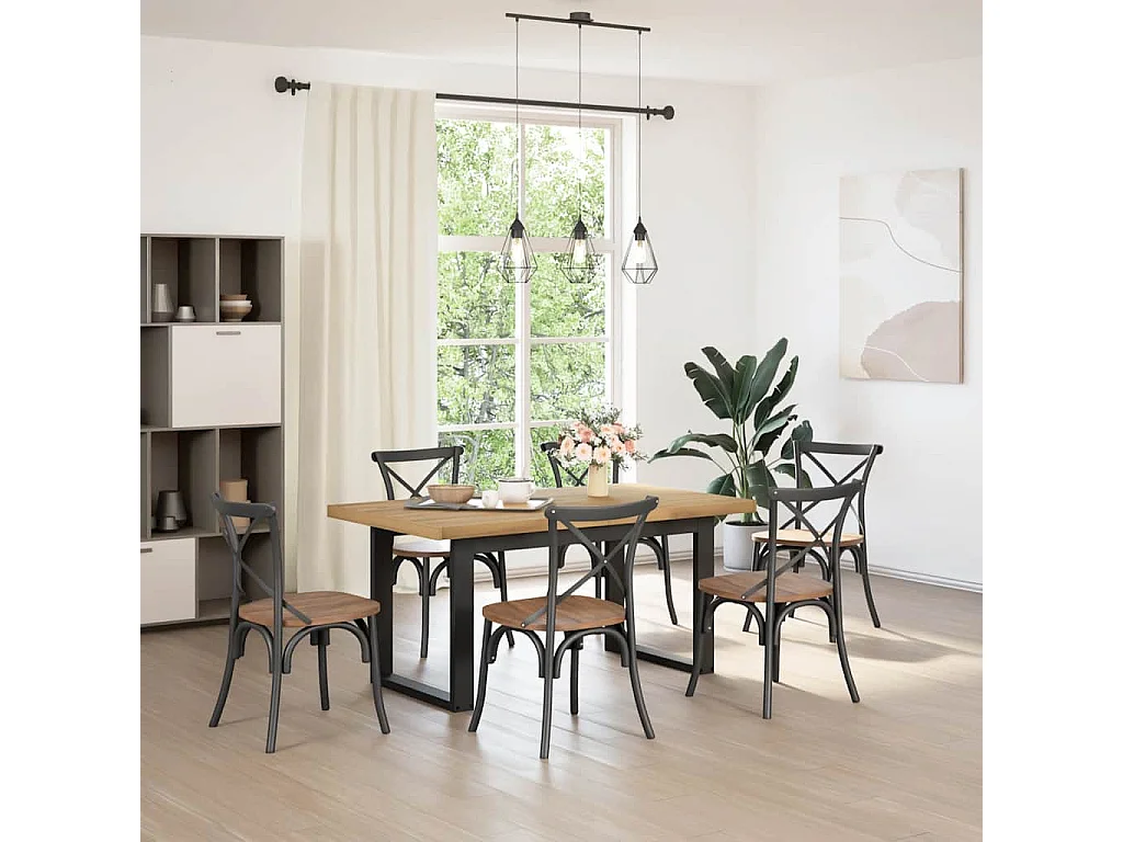 Eettafel NOAIN U-vormige poten 160x90x75 cm massief hout