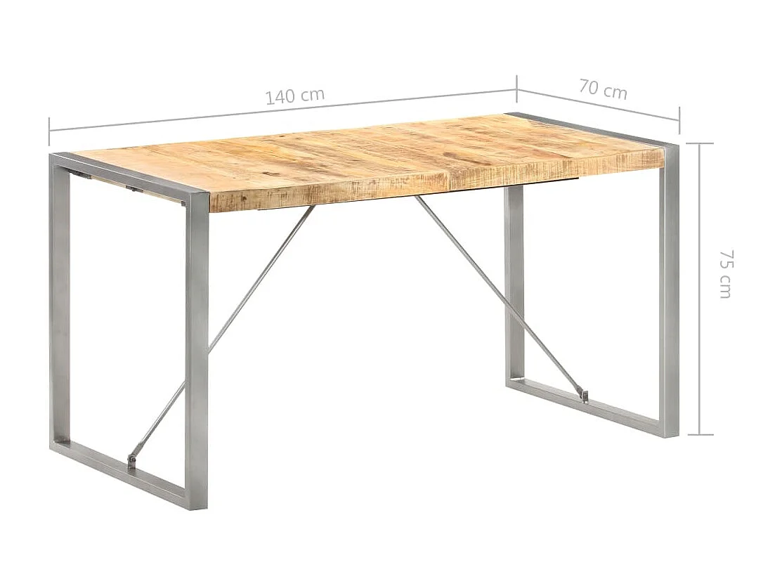 Table à dîner 140x70x75 cm Bois de manguier massif brut