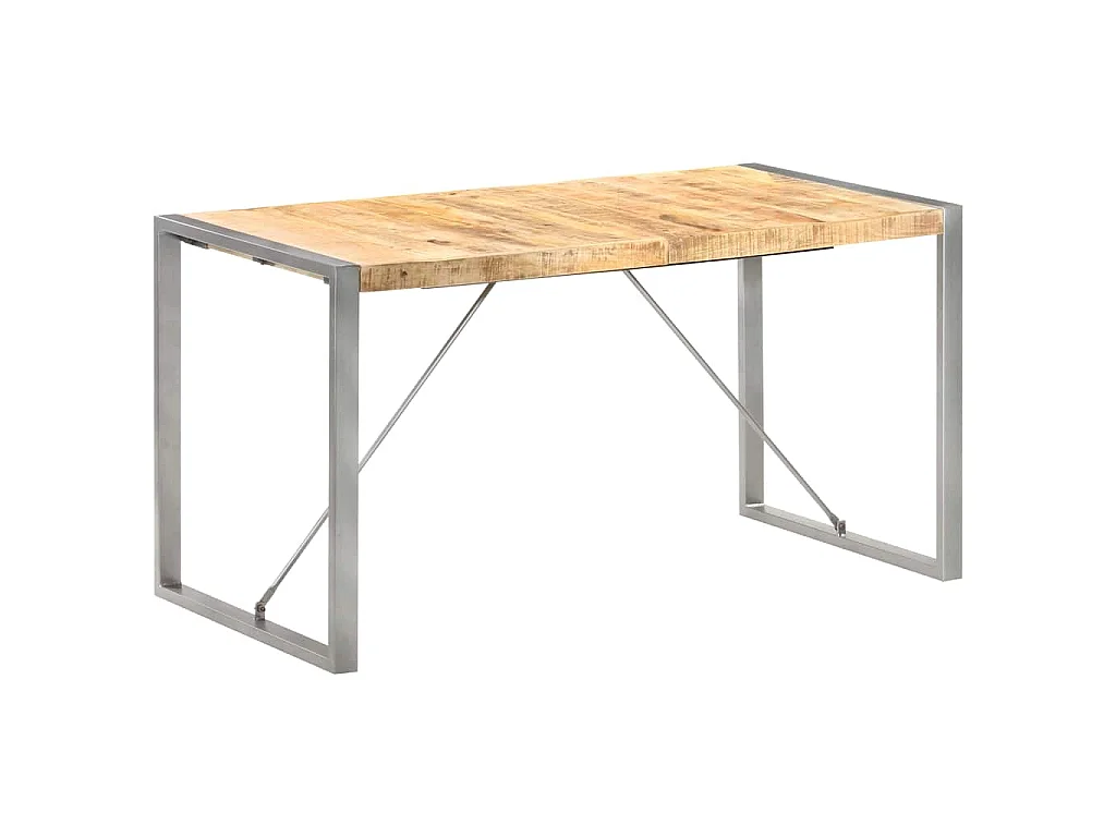 Table à manger 140x70x75 cm bois de manguier massif brut