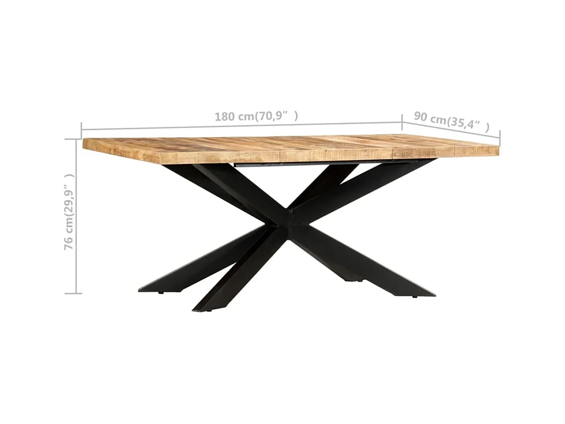 Table à dîner 180x90x76 cm Bois de manguier brut solide