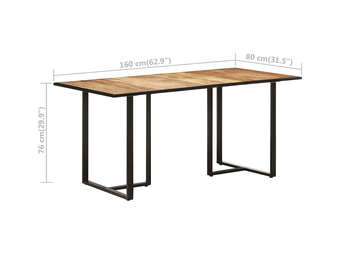 Table de salle à manger 160 cm Bois de manguier brut