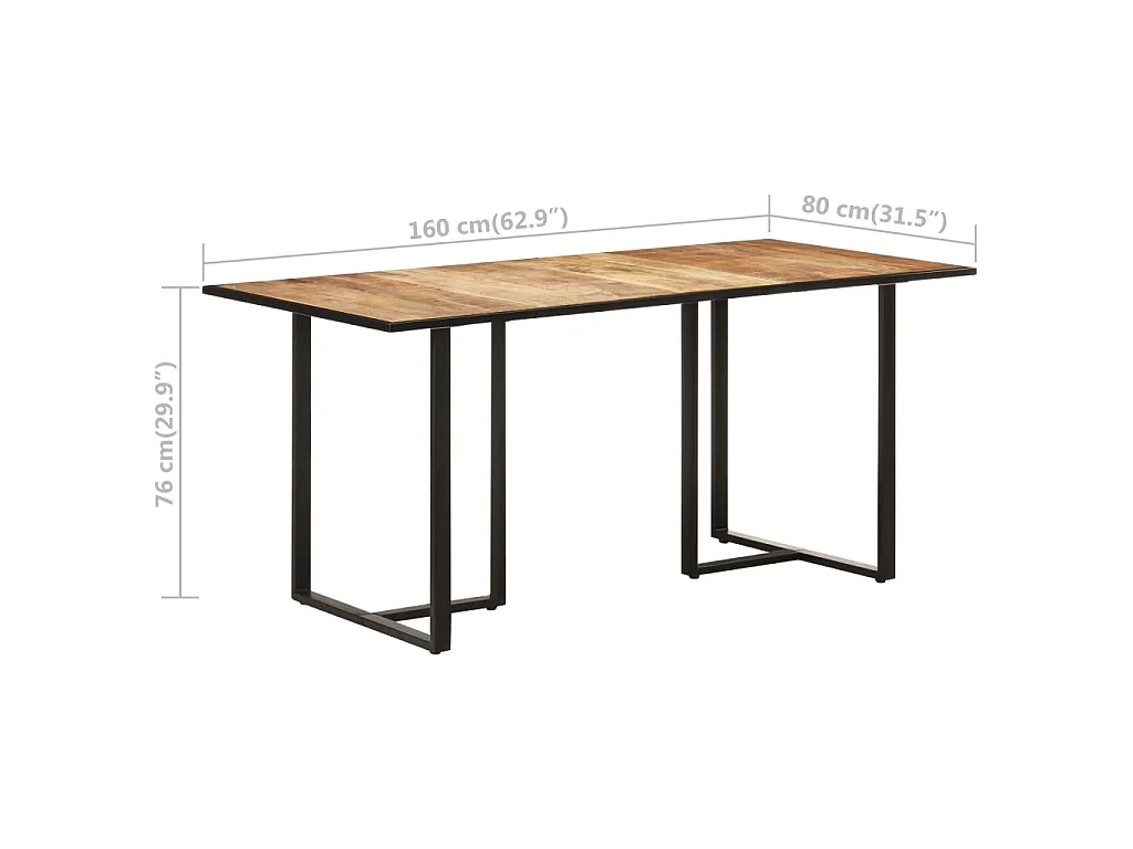 Table de salle à manger 160 cm Bois de manguier brut