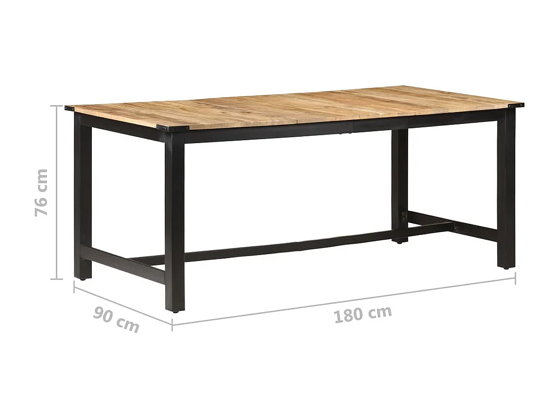 Mesa de jantar 180x90x76 cm madeira de mangueira maciça áspera