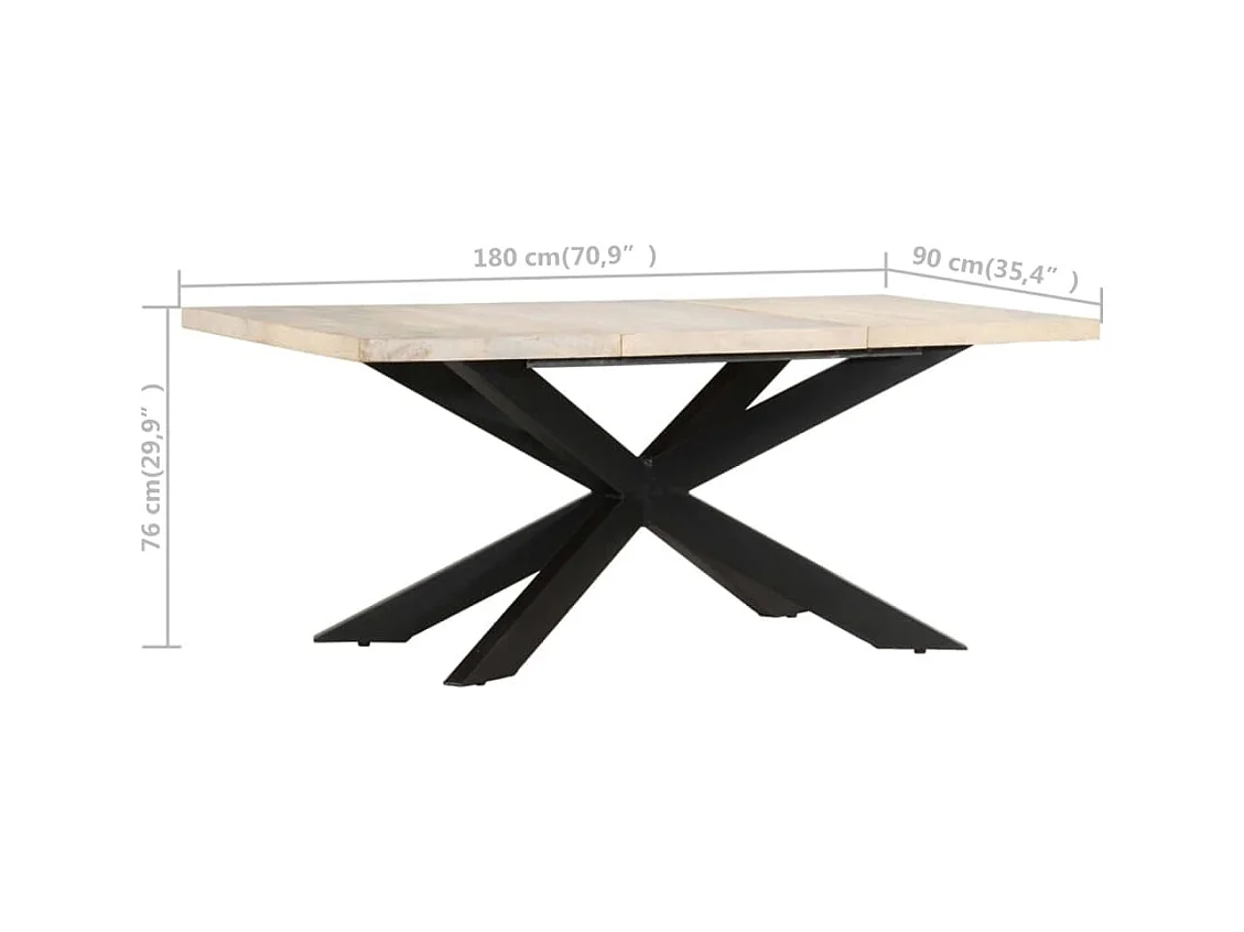 Table à dîner 180x90x76 cm Bois de manguier massif blanchi