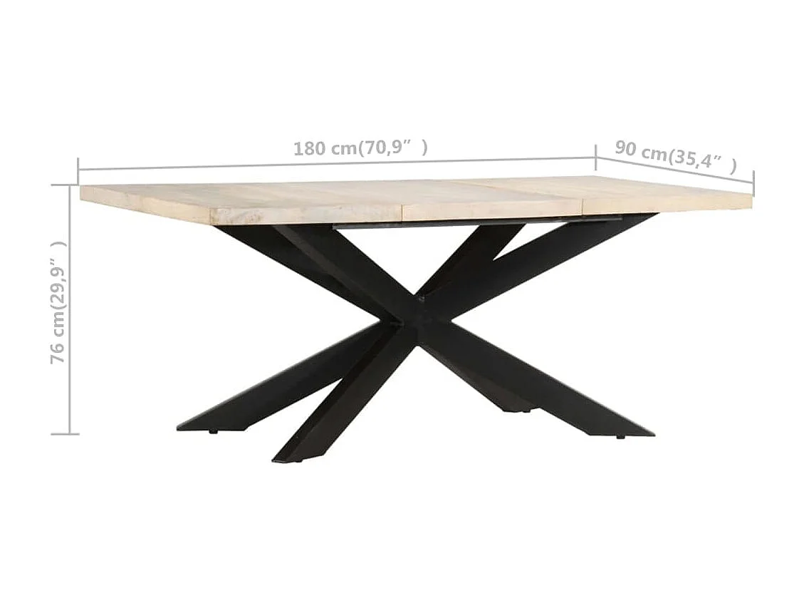 Table à dîner 180x90x76 cm Bois de manguier massif blanchi
