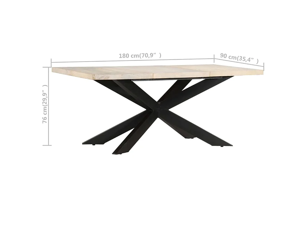 Table à dîner 180x90x76 cm Bois de manguier massif blanchi