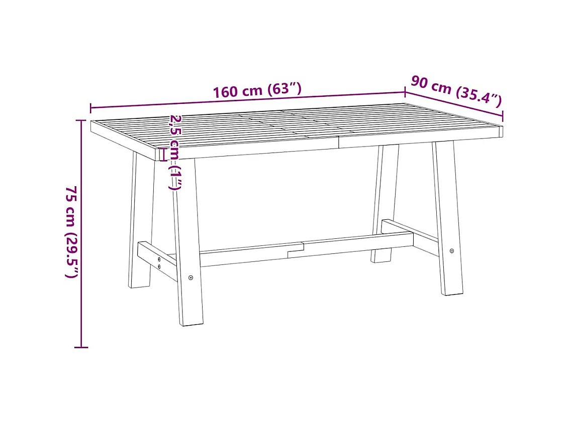 Table à manger NOAIN pieds en forme de A 160x90x75cm massif pin