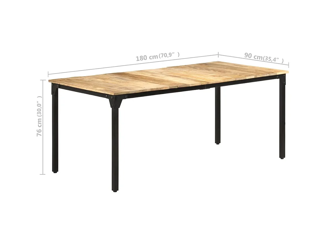 Table à manger 180x90x76 cm Bois de manguier brut