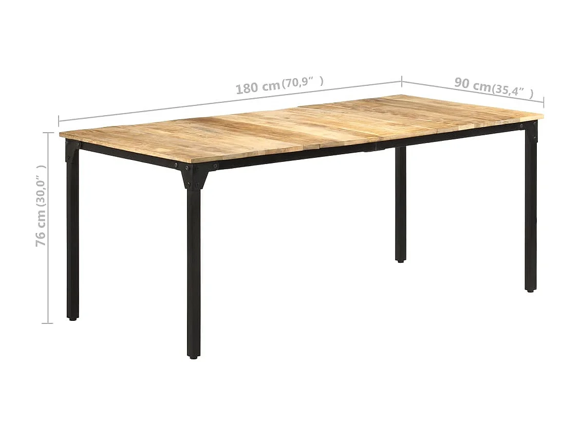 Table à manger 180x90x76 cm Bois de manguier brut