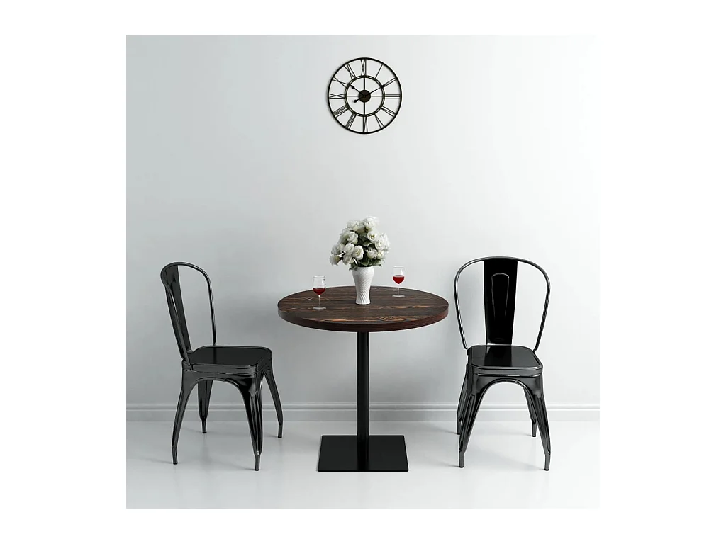 Table de bistro MDF et acier Rond 80 x 75 cm Frêne foncé