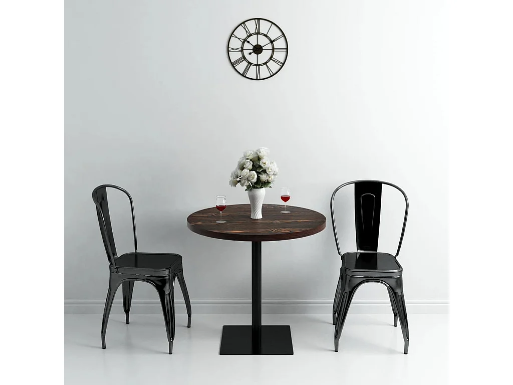 Table de bistro MDF et acier Rond 80 x 75 cm Frêne foncé