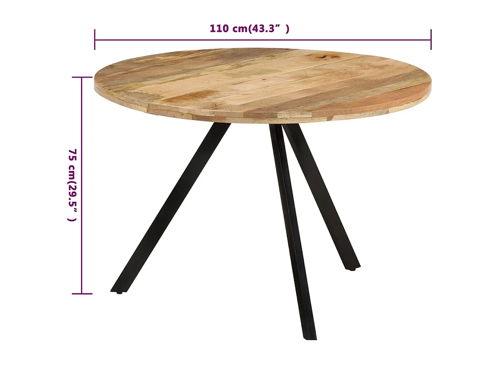 Table à dîner 110x75 cm Bois de manguier massif