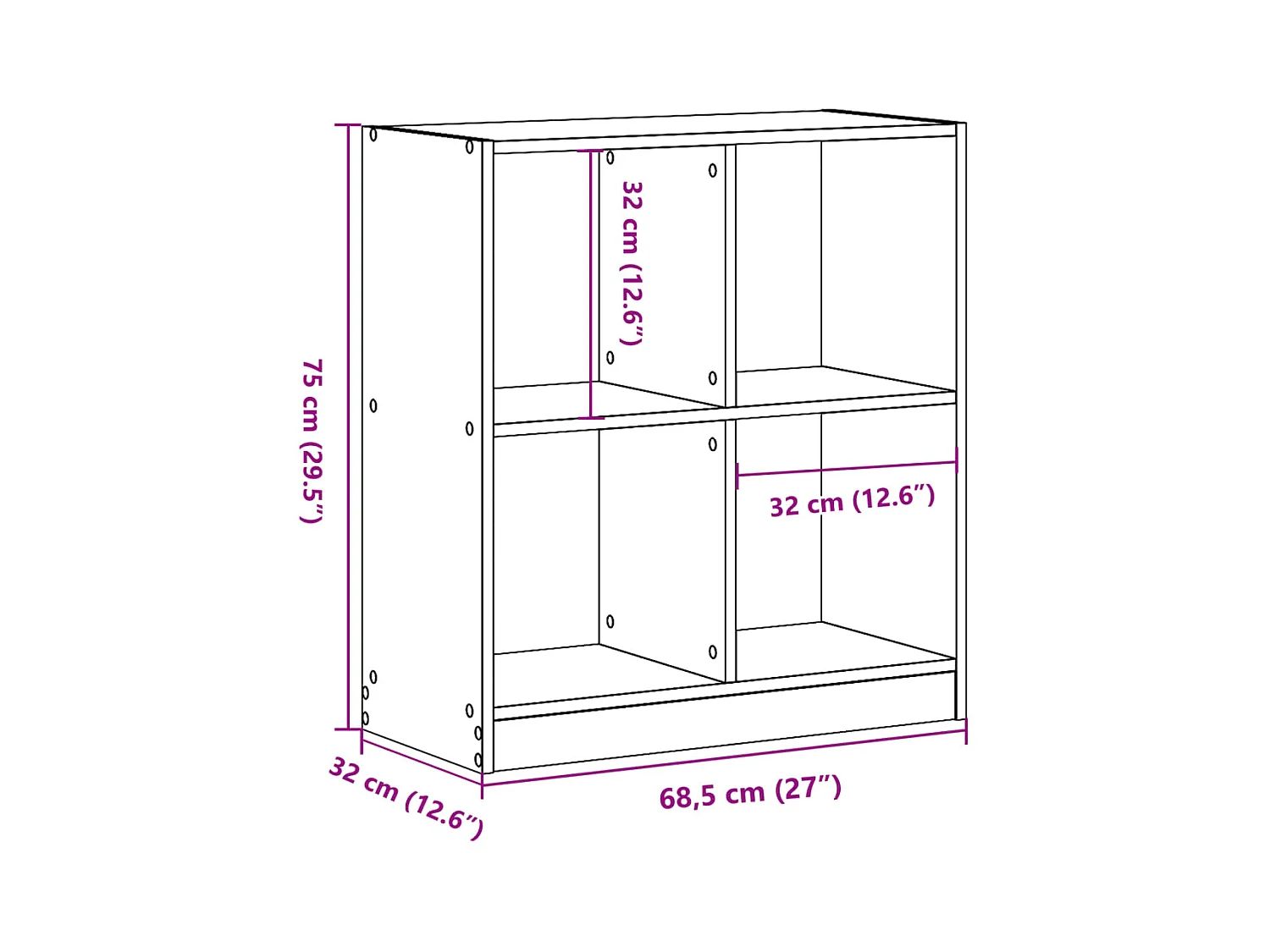 Bibliothèque chêne sonoma 68,5x32x75 cm bois d'ingénierie