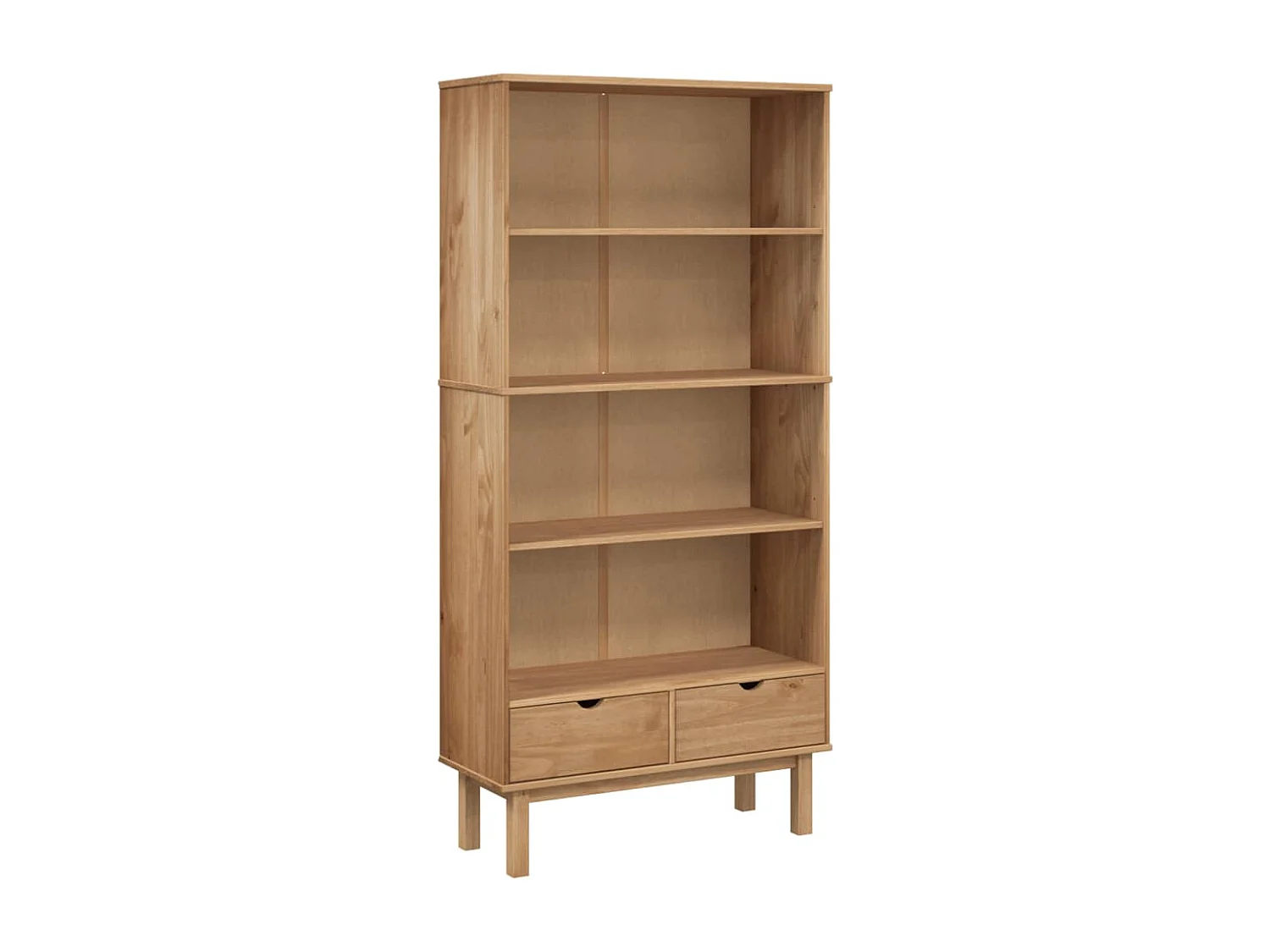 Bibliothèque OTTA avec 2 tiroirs Marron Bois massif pin