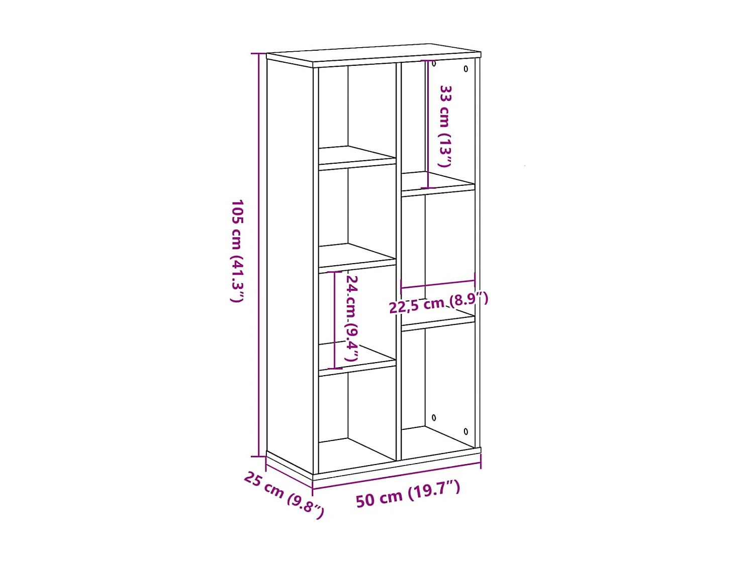 Bibliothèque blanc 50x25x105 cm bois d'ingénierie
