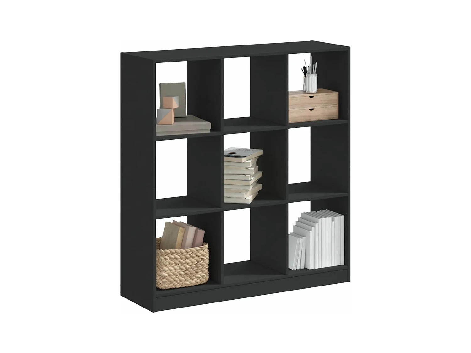 Bibliothèque noir 102x32x108 cm bois d'ingénierie
