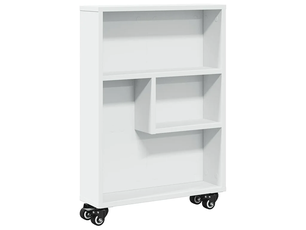 Chariot de rangement étroit blanc 48x13x68 cm bois d'ingénierie