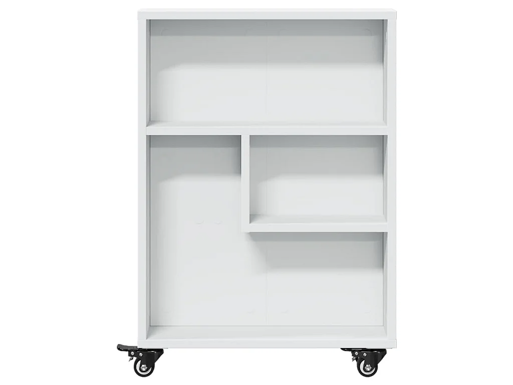 Chariot de rangement étroit blanc 48x13x68 cm bois d'ingénierie