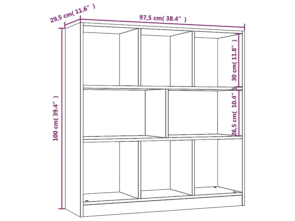 Libreria Rovere Fumo 97,5x29,5x100 cm in Legno Multistrato