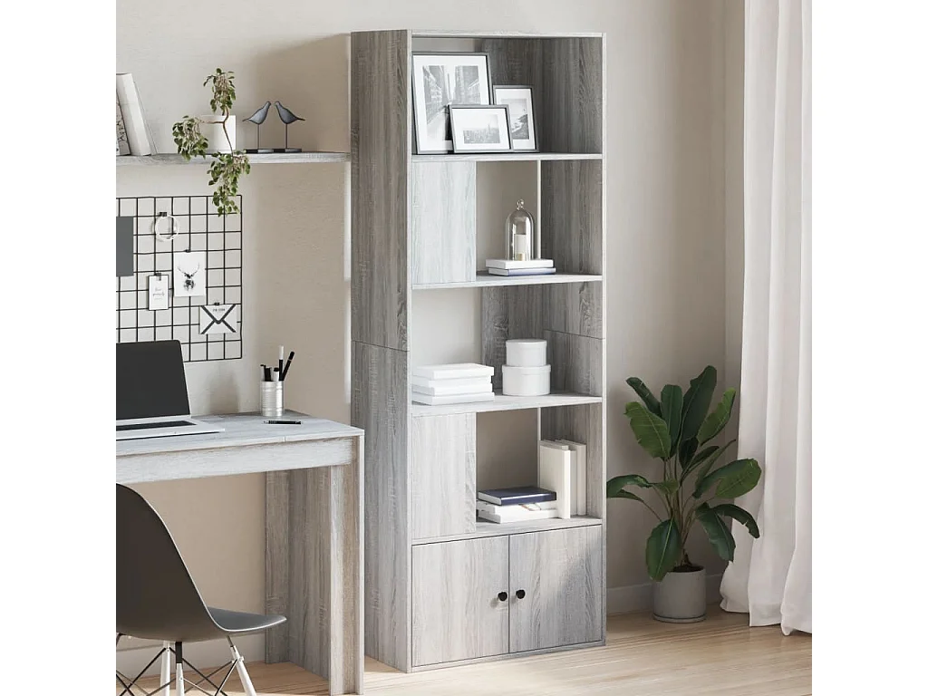 Boekenkast 70x36x189 cm bewerkt hout grijs sonoma eikenkleurig