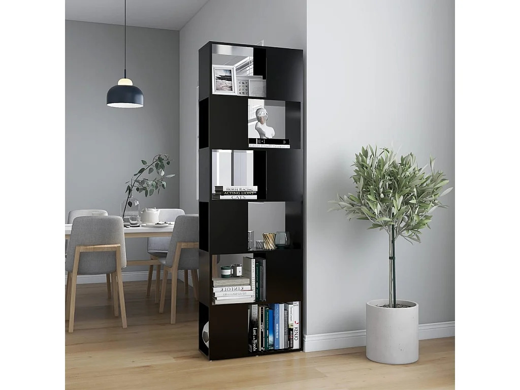 Libreria/Divisorio Nero 60x24x186 cm in Truciolato