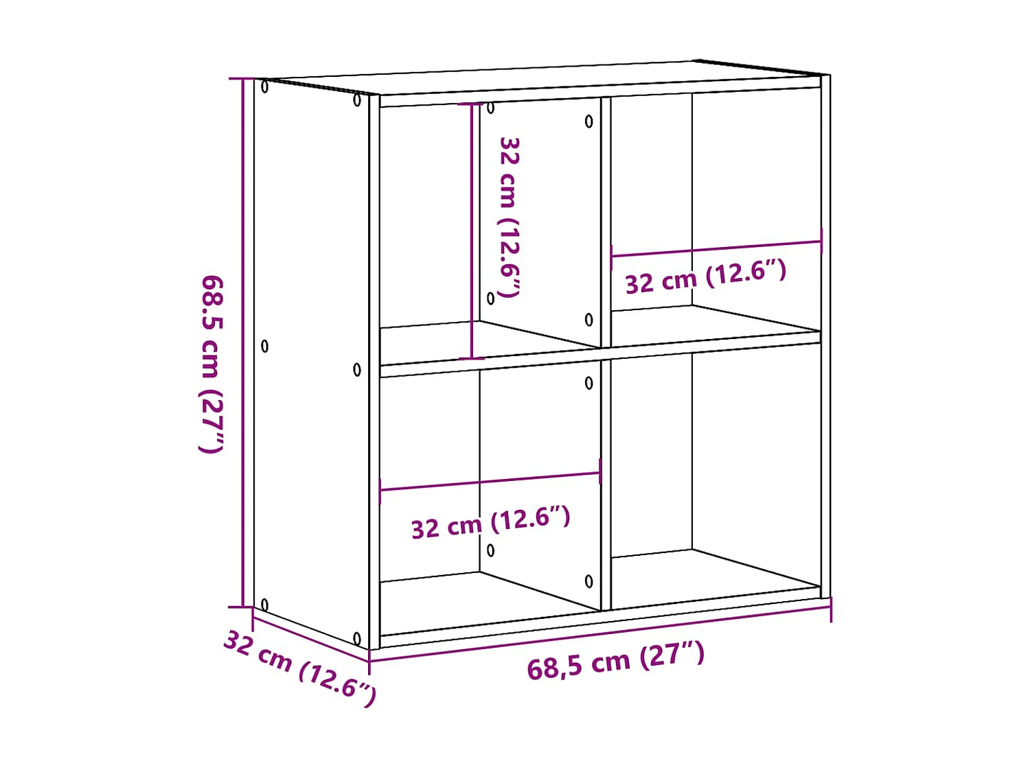 Libreria Rovere Marrone 68,5x32x68,5 cm in Legno Multistrato