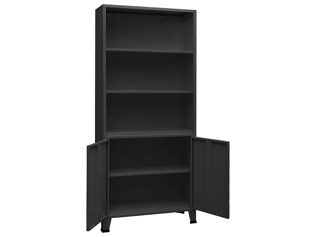 Bibliothèque industrielle Anthracite 80x32x180 cm Acier
