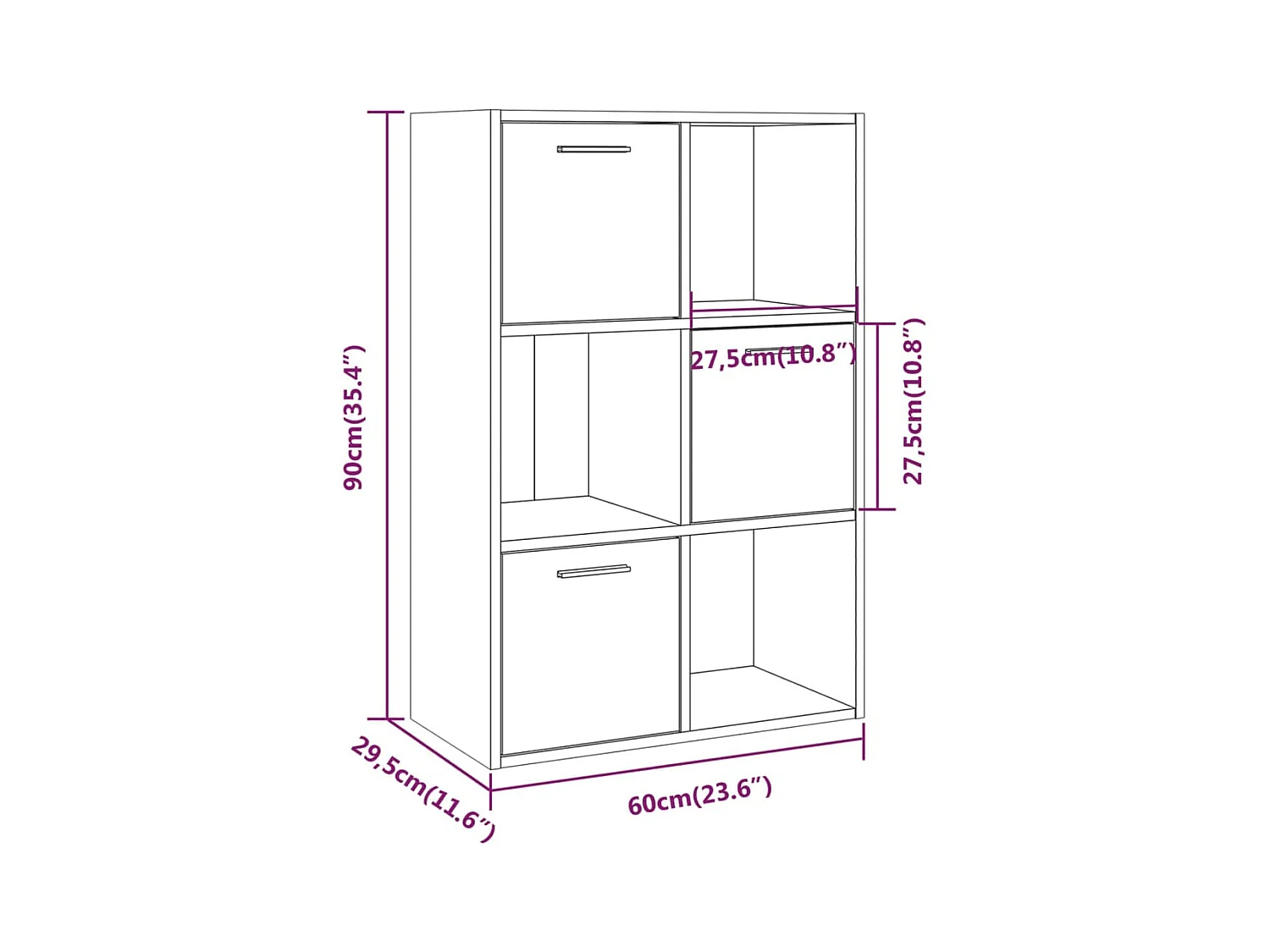 Armoire de rangement Chêne marron 60x29,5x90 cm