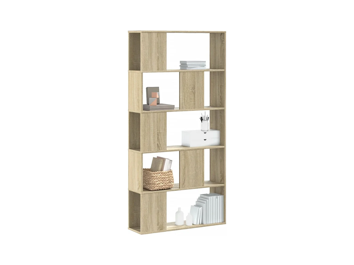 Bibliothèque 5 niveaux chêne sonoma bois d'ingénierie