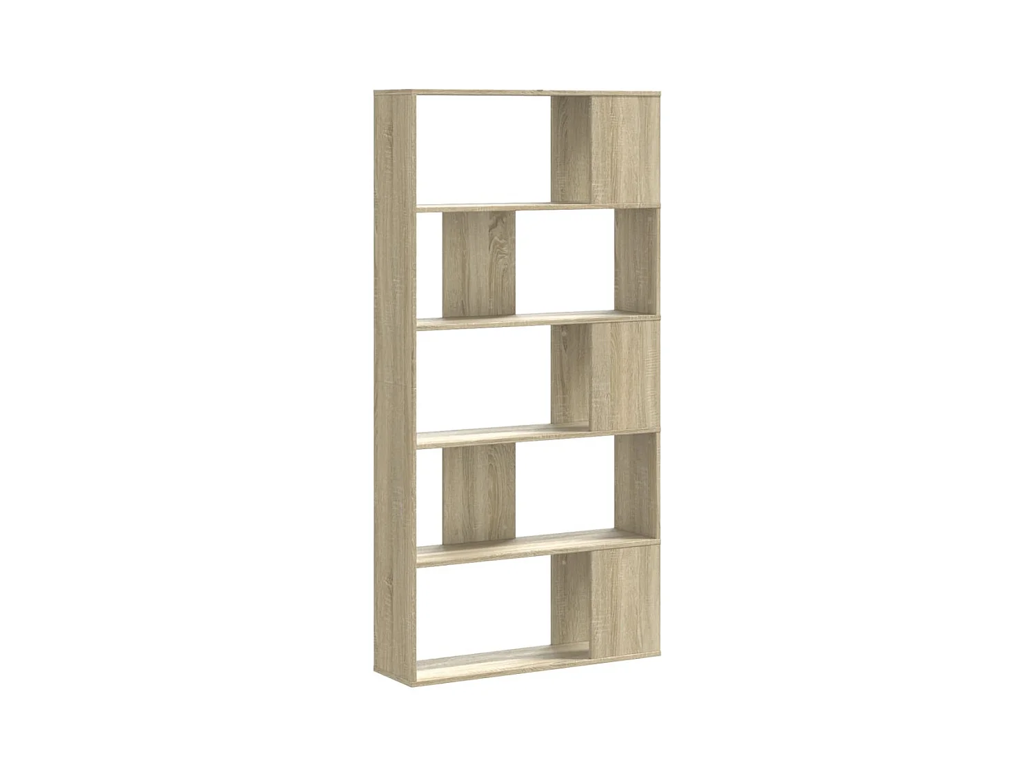 Bibliothèque 5 niveaux chêne sonoma bois d'ingénierie