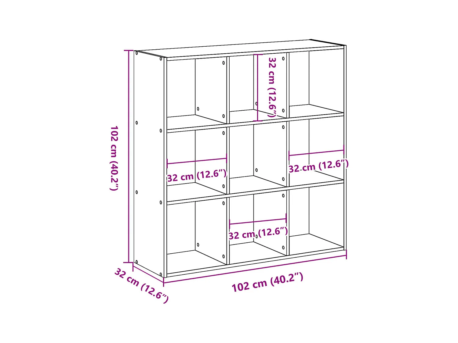 Bibliothèque chêne sonoma 102x32x102 cm bois d'ingénierie
