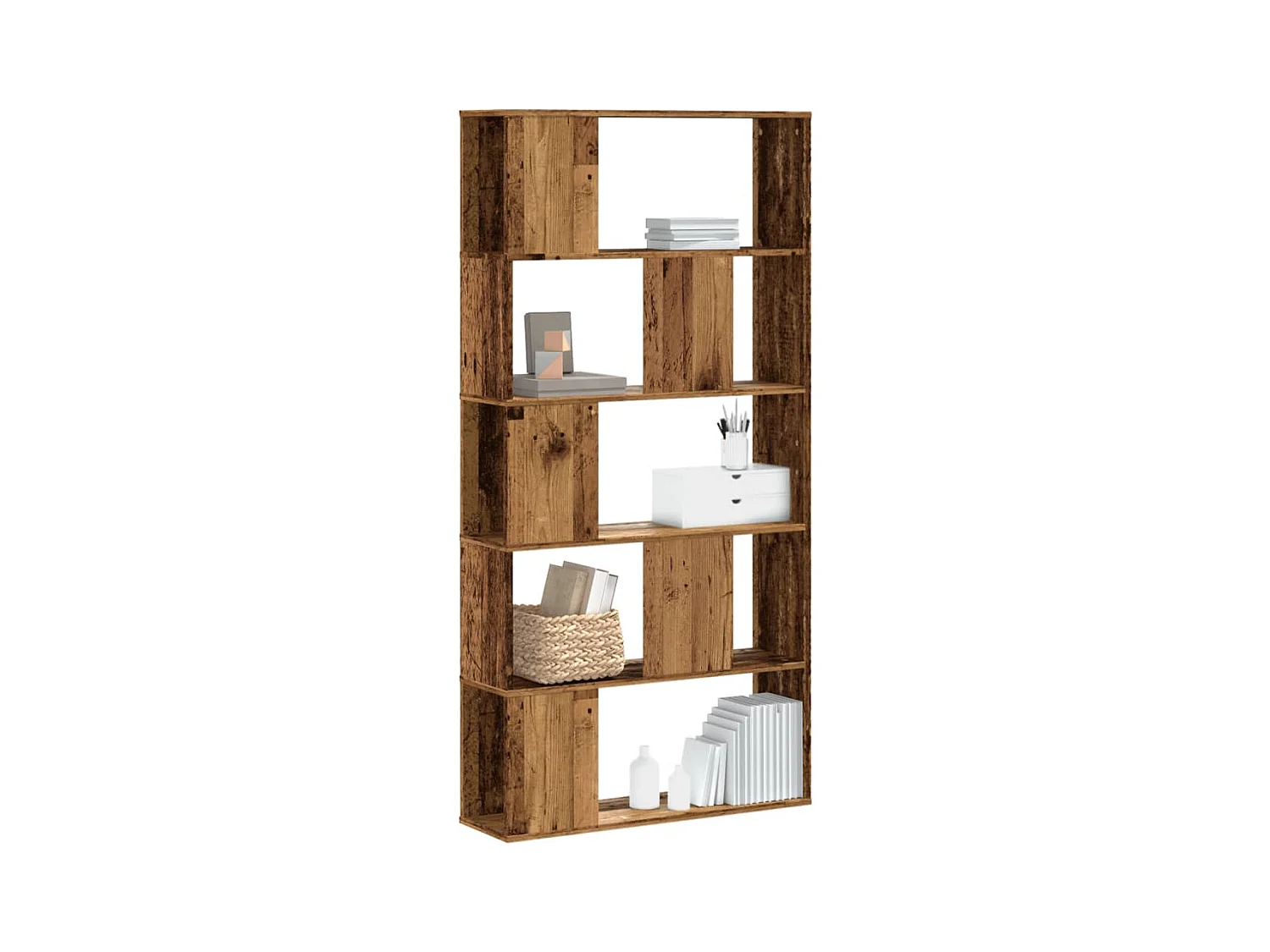 Bibliothèque 5 niveaux vieux bois bois d'ingénierie