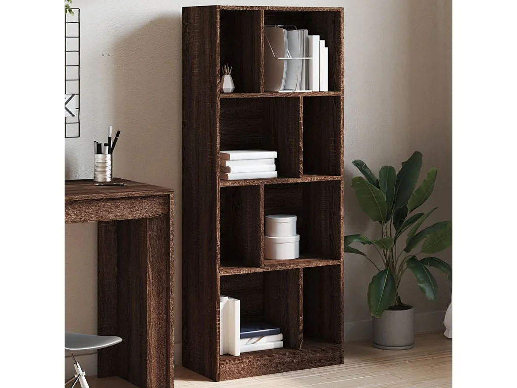 Bibliothèque chêne marron 57x28,5x141 cm bois d'ingénierie