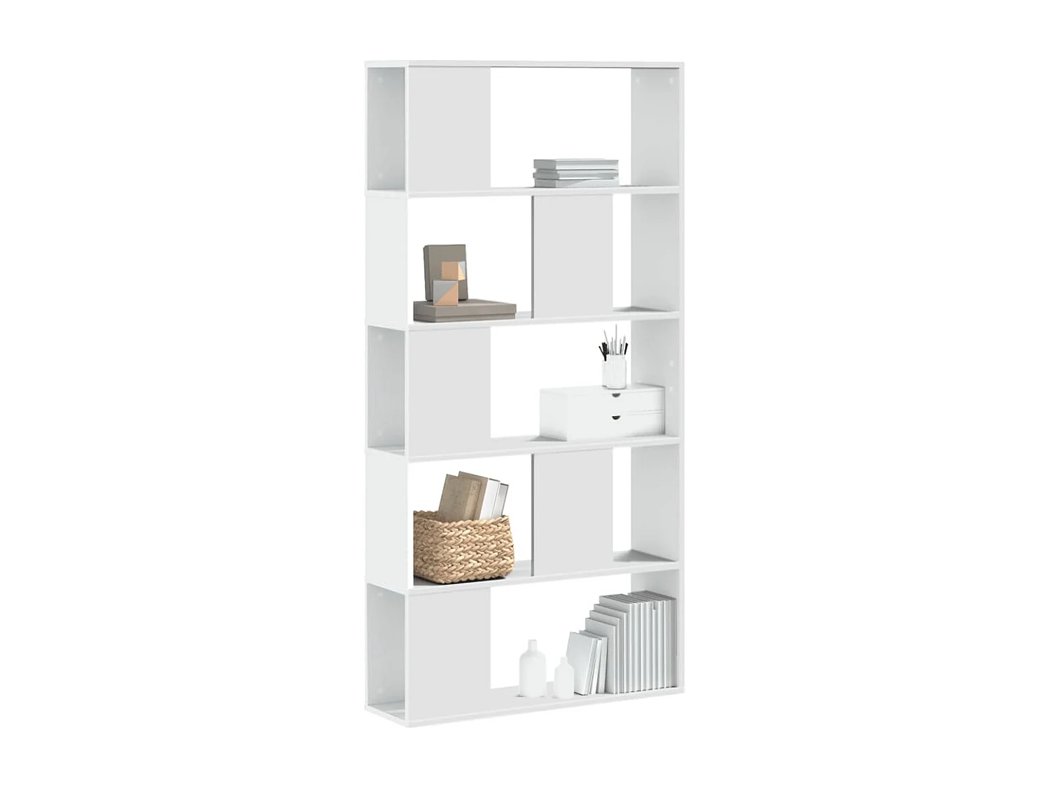 Libreria 5 Ripiani Bianca 80,5x23,5x162,5cm Legno Multistrato