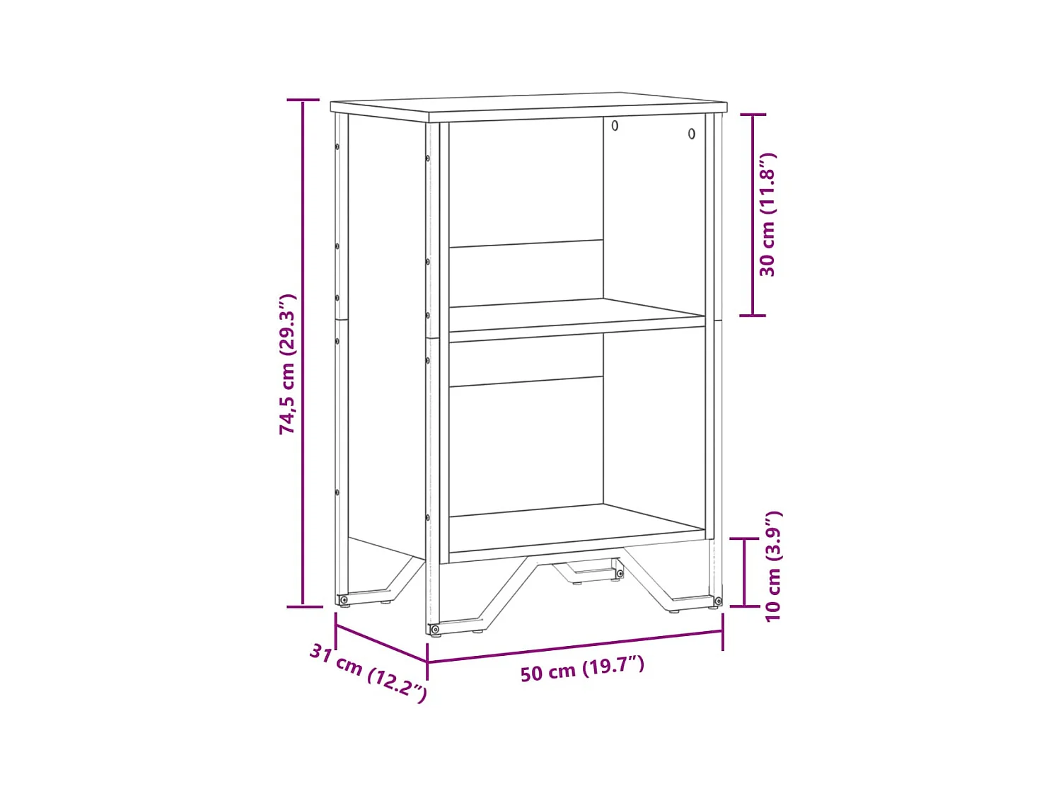 Bibliothèque chêne sonoma 50x31x74,5 cm bois d'ingénierie