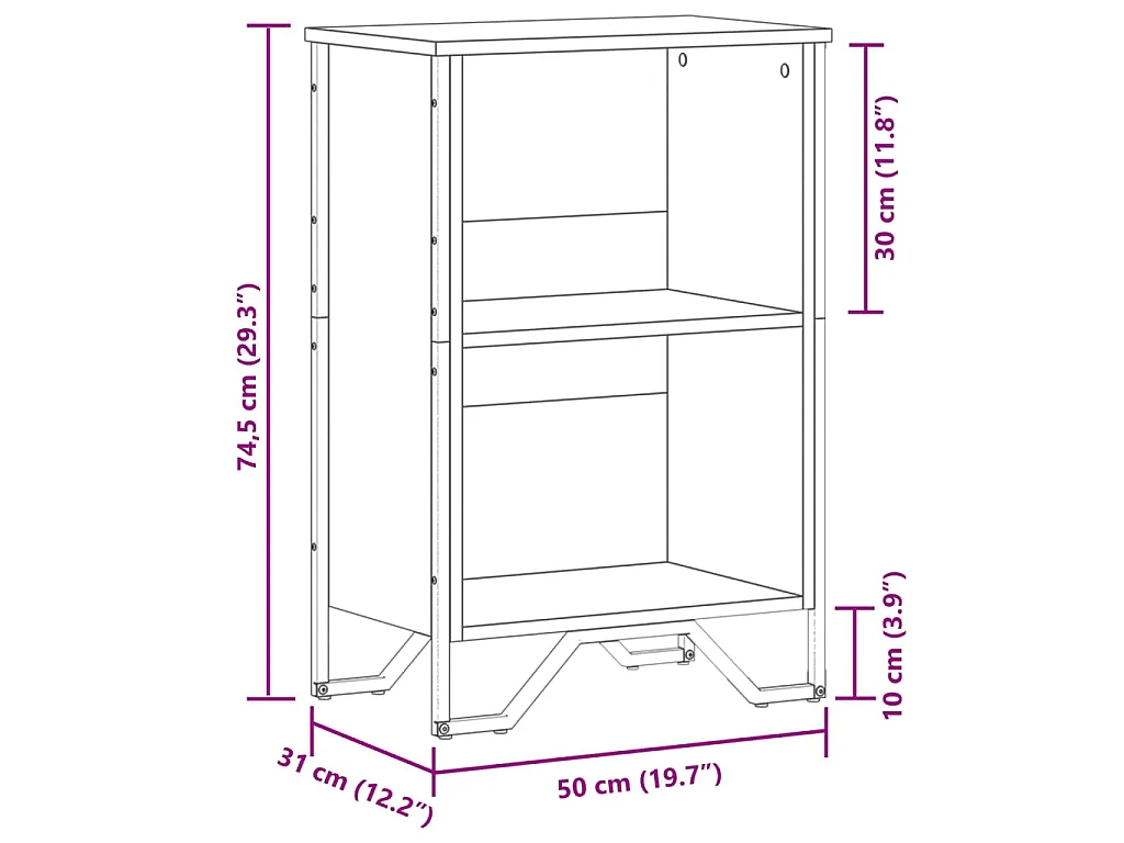Bibliothèque chêne sonoma 50x31x74,5 cm bois d'ingénierie
